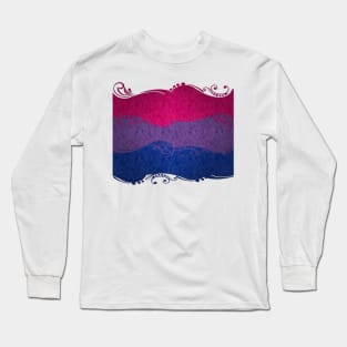 Fancy Swooped and Swirled Bisexual Pride Flag Background Long Sleeve T-Shirt